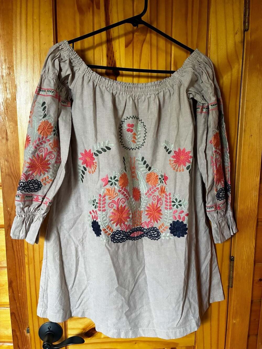 Ellison Peasant Tunic Dress Embroidered Top Size S